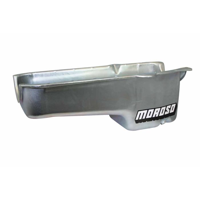 Moroso 1986+ Chevrolet Small Block (w/Passenger Side Dipstick) Wet Sump 5qt 7.5in Steel Oil Pan- Blk