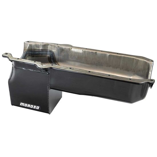 OIL PAN, SBC 85-UP, DRIVERS SIDE DIPSTICK, CHEVY S10, 9.5IN DEEP, STEEL