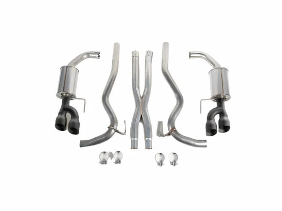 Roush 18-23 Mustang 5.0L V8 Black Tip Cat Back Exhaust Kit (Quad Tip Non-Active)