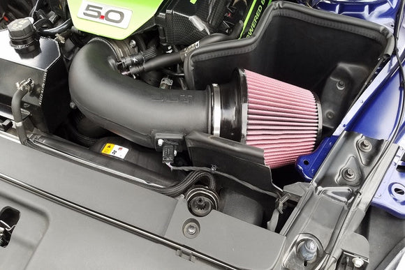 JLT 15-17 Ford Mustang GT Black Textured Cold Air Intake Kit w/Red Filter - Tune Req