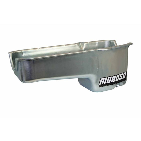 Moroso 80-85 Chevrolet SBC (w/Passenger Side Dipstick) Wet Sump 6qt 8.25in Steel Oil Pan - Blk