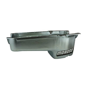 Moroso 1986+ Chevrolet SBC (w/Passenger Side Dipstick) Wet Sump 6qt 8.25in Steel Oil Pan - Black