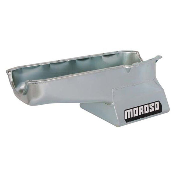 Moroso Pre-80 Chevrolet SBC (w/Driver Side Dipstick) Wet Sump 7qt 8.25in Steel Oil Pan - Black