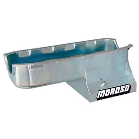 Moroso Pre-85 Chevrolet Small Block (w/Driver Side Dipstick) Wet Sump 7qt 8.25in Steel Oil Pan - Blk
