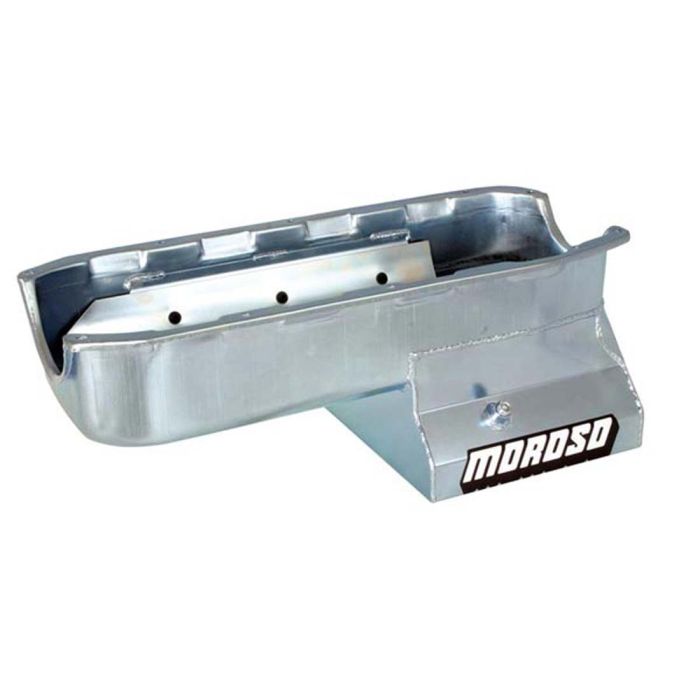 Moroso Pre-85 Chevrolet SBC (w/2 Piece Rear Main Seal) Wet Sump 7qt 8.25in Steel Oil Pan - Black