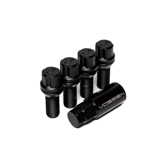 VOSSEN LOCK BOLT - 14X1.25 - 30mm - 17 HEX -  SET OF 4 - CONE SEAT - BLACK