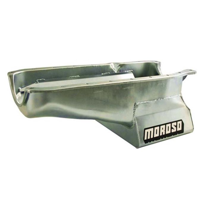 Moroso 80-85 Chevrolet SBC (w/Passenger Side Dipstick) Wet Sump 7qt 8.25in Steel Oil Pan - Black