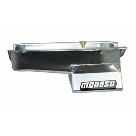 Moroso 1986+ Chevrolet SBC (w/1 Piece Rear Main Seal) Wet Sump 7qt 8.25in Steel Oil Pan - Black