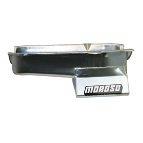 Moroso 80-85 Chevrolet SBC (w/Passenger Side Dipstick) Wet Sump 7qt 8.25in Steel Oil Pan - Black