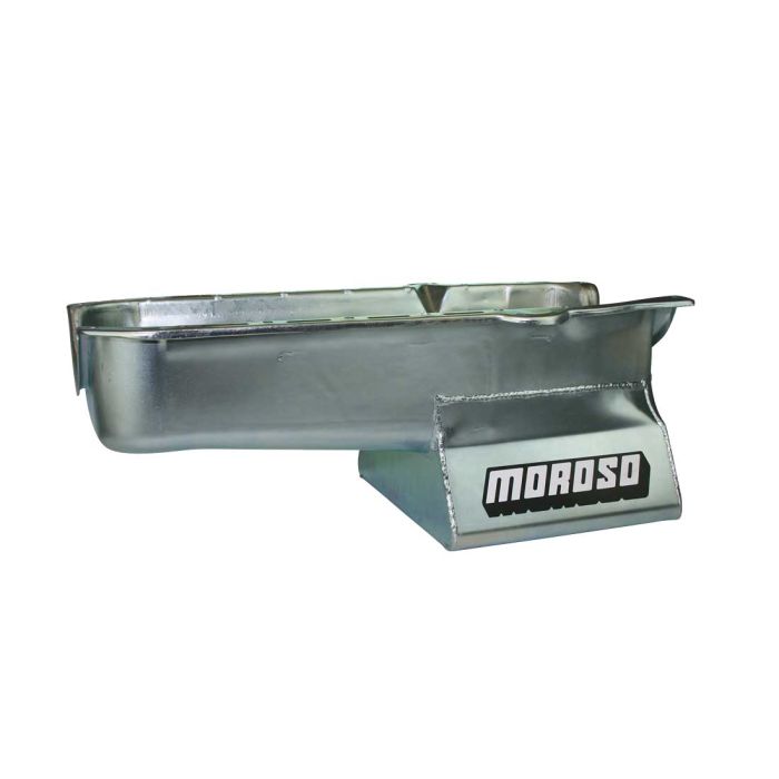 Moroso 86-Up Chevrolet SBC (w/1 Piece Rear Main Seal) Wet Sump 7qt 8.25in Steel Oil Pan - Black