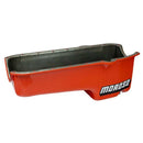 OIL PAN, SBC PRE- 80 DRIVER'S SIDE DIPSTICK, 7.50 IN. DEEP, CHEVY ORANGE POWDER COATED-1