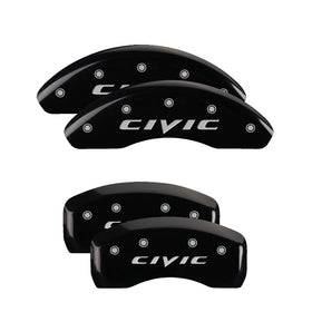 MGP 4 Caliper Covers Engraved Front & Rear MGP Yellow Finish Black Char 2017 Honda Civic