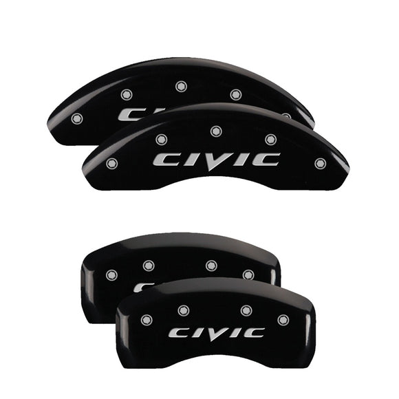 MGP 4 Caliper Covers Engraved Front & Rear MGP Yellow Finish Black Char 2017 Honda Civic