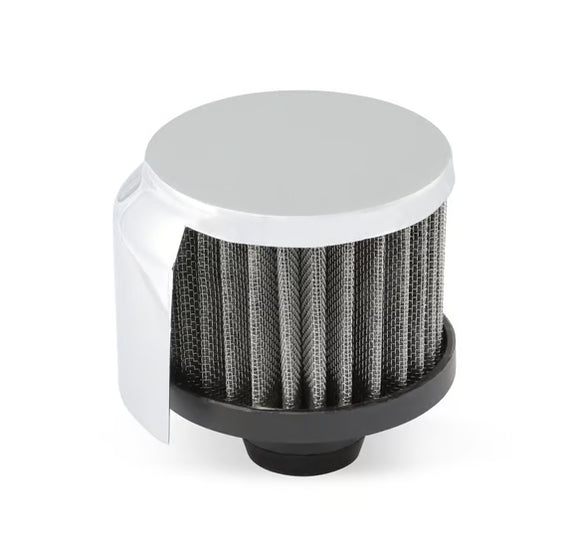 Mr. Gasket Chrome Valve Cover Breather - Push On Style Open Element with Shield