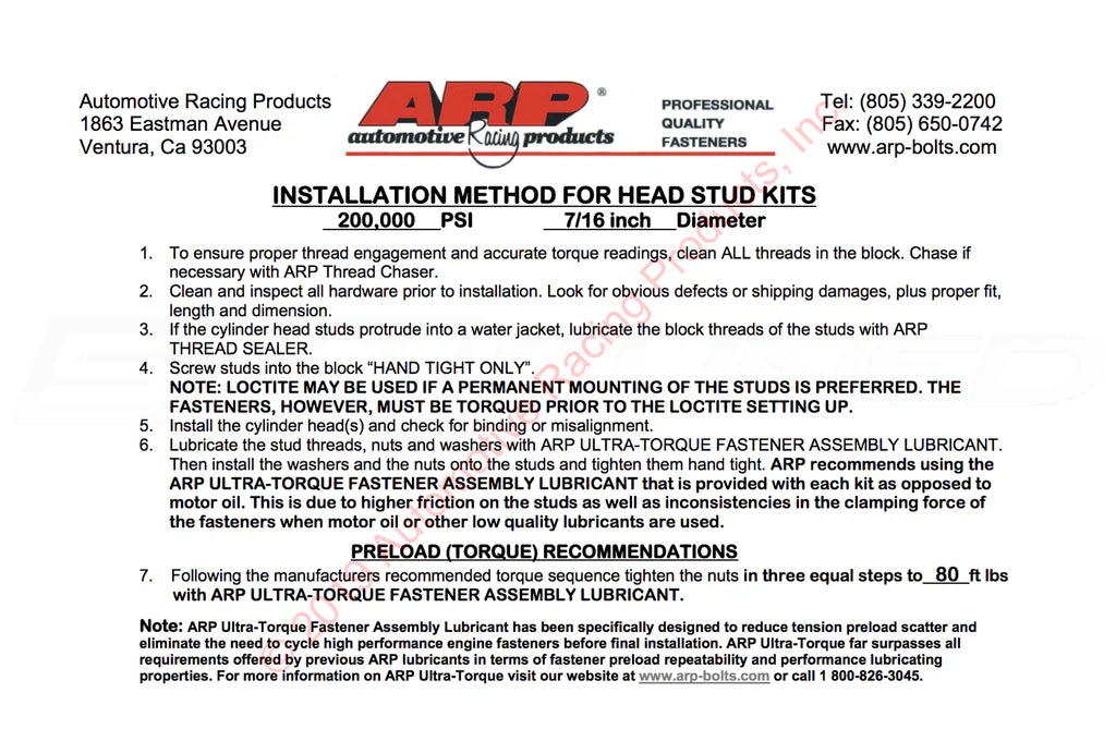 ARP 03-06 Evo 8/9 / 95-98 Eclipse 4G63 2nd Gen Head Stud Kit