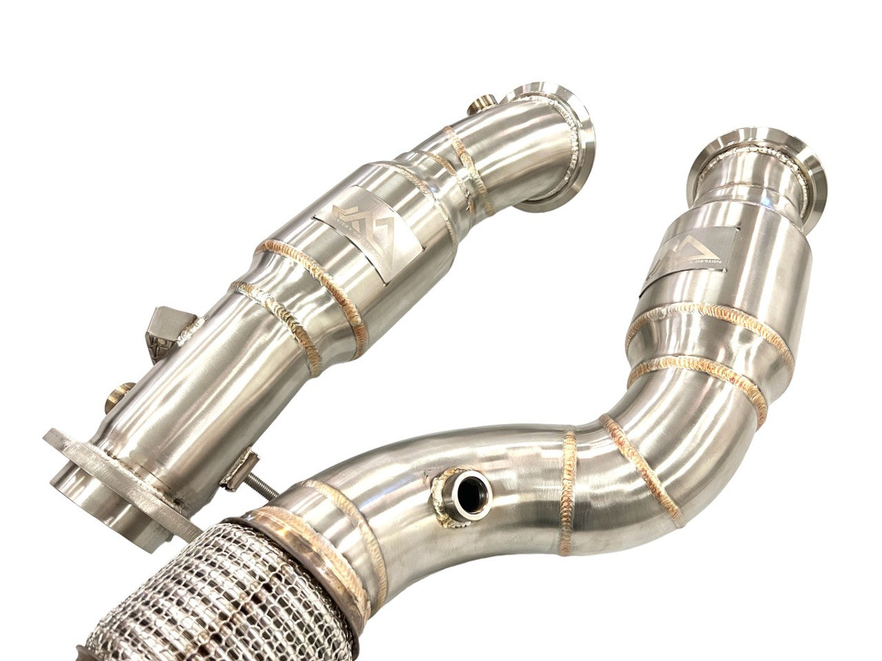 MAD BMW M2C M3 M4 S58 Resonated Downpipes W/ Flex Section - 0