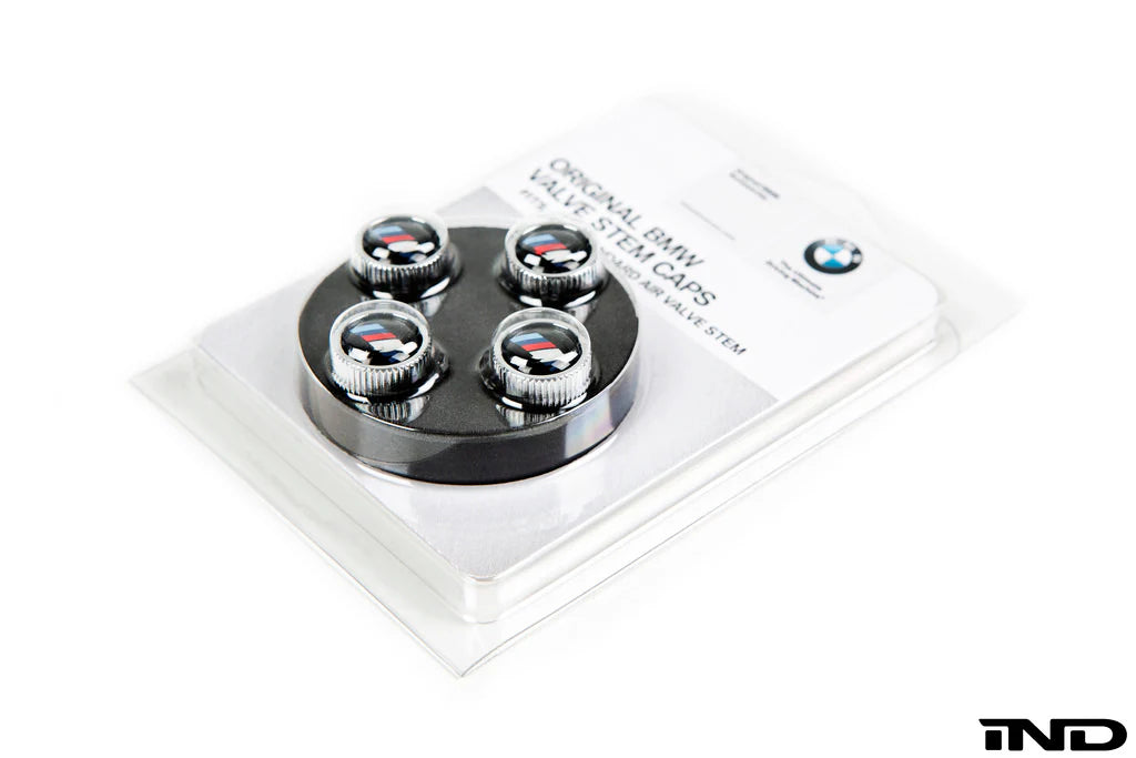 BMW M Logo Valve Stem Cap Set - Silver - 0