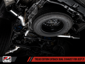 AWE Tread Edition Catback Dual Exhaust for Jeep JT 3.6L - Diamond Black Tips - 0