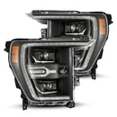 AlphaRex 21-22 Ford F150 Luxx-Series Projector Headlights Black w/Activ Light/Seq Signal-1