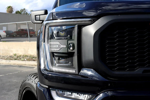 AlphaRex 21-22 Ford F150 Luxx-Series Projector Headlights Black w/Activ Light/Seq Signal