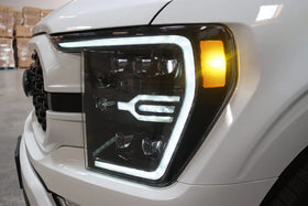 AlphaRex 21-22 Ford F-150 NOVA LED Proj Headlights Plank Style Alpha Blk w/Activ Light/Seq Signal - 0