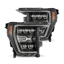 AlphaRex 21-22 Ford F-150 NOVA LED Proj Headlights Plank Style Blk w/Activ Light/Seq Signal-1