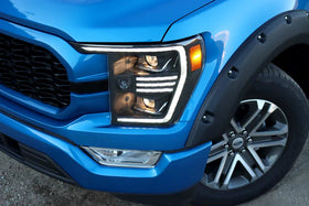 AlphaRex 21-22 Ford F150 PRO-Series Projector headlights Black w/Activ Light/Seq Signal - 0