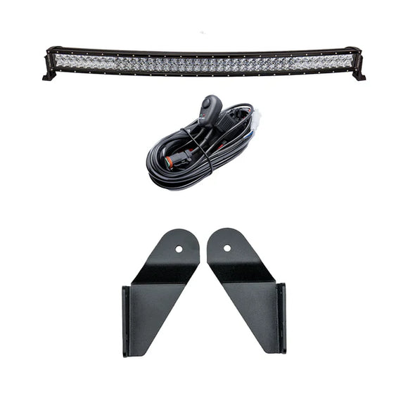 Cali Raised 2021+ Ford Raptor Roof Light Bar Mounting Kit -5D Optic Osram 42 In DualRow Curved Combo