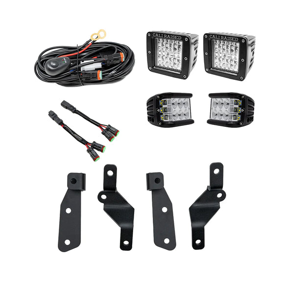 Cali Raised 2021+ Ford Raptor Ditch Light Mount Kit - 2 3X2 18W Led Pods/2 27W Side Projection