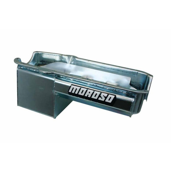 Moroso Pre-80 Chevrolet SBC/Dart Little M Power Pouch Wet Sump 7qt 8.25in Steel Oil Pan - Black
