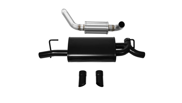 Corsa 2018-2024 Jeep Wrangler JL 2.5in Dual Rear Turn Down Exit Black Touring Axle-Back Exhaust