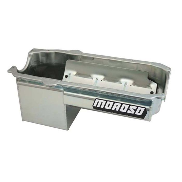 Moroso Pre-85 Chevrolet Small Block/Dart SHP Power Pouch Wet Sump 7qt 8.25in Steel Oil Pan - Black