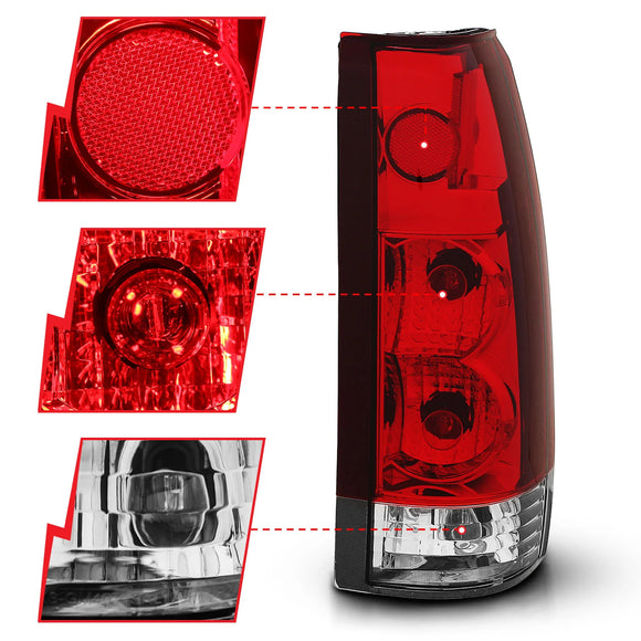 ANZO 1999-2000 Cadillac Escalade Taillights Red/Clear - New Gen