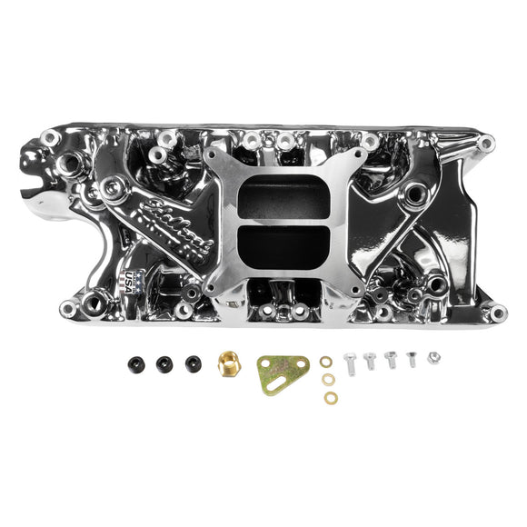 Edelbrock Performer Intake Manifold for Small-Block Ford, Chrome Plasma Finish