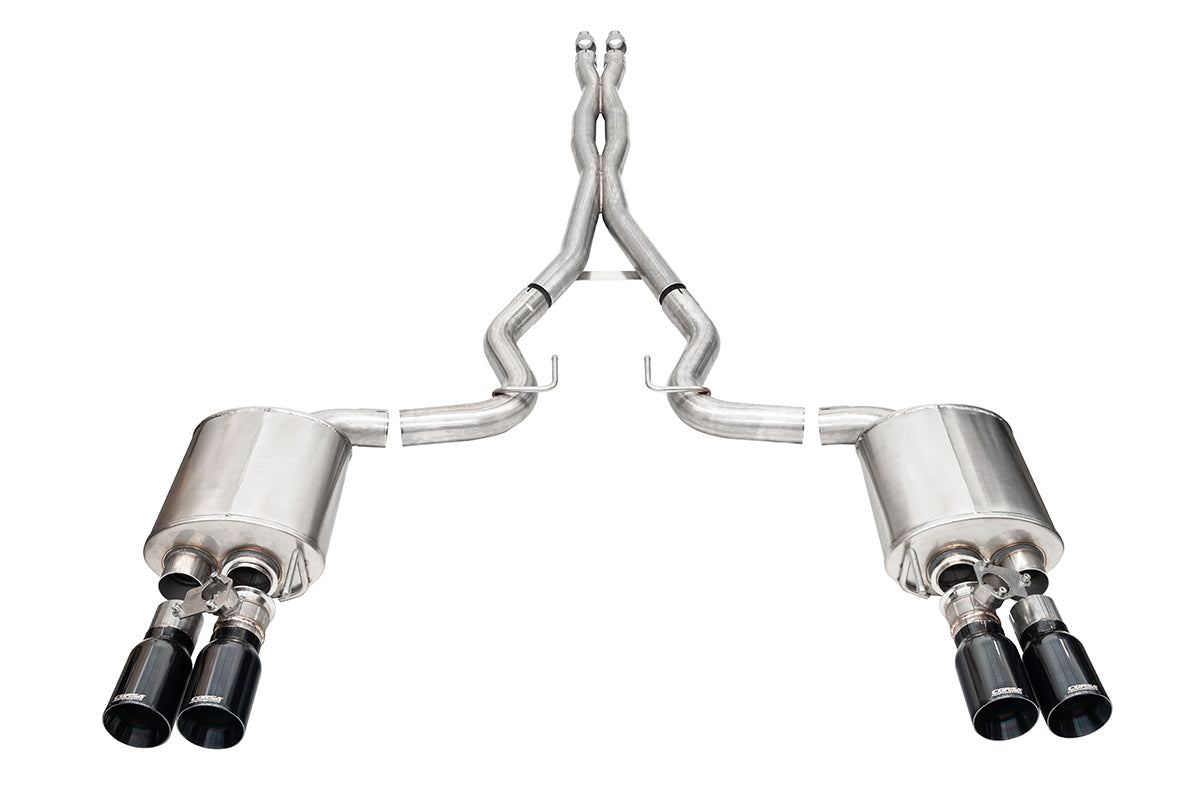 Corsa 2024+ Ford Mustang V8 5.0L 3in Cat-Back Exhaust System w/ Twin 4in Black Straight Tips