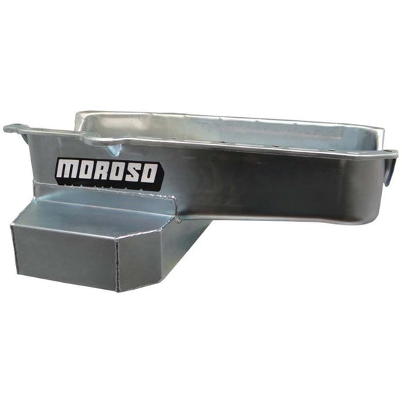 Moroso 86-Up Chevrolet Small Block (w/1 Pc Rear Main Seal) Wet Sump 7qt 7.5in Steel Oil Pan - Black