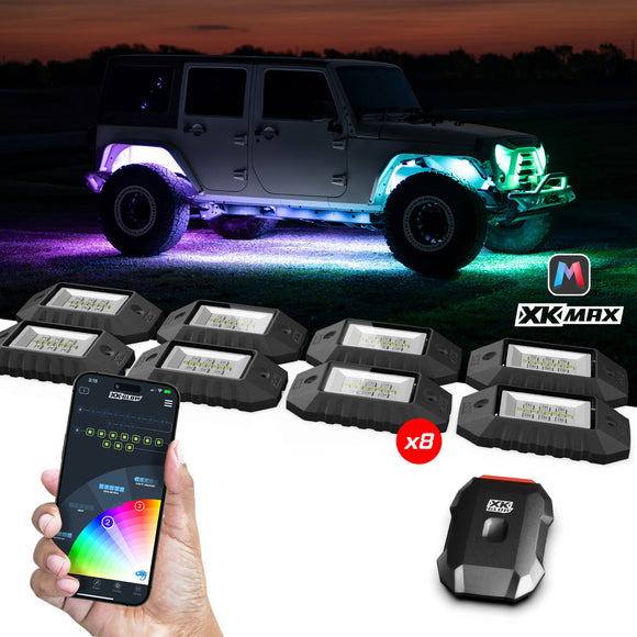 XK Glow RGBW 8pc Addressable LED Rock Light Kit