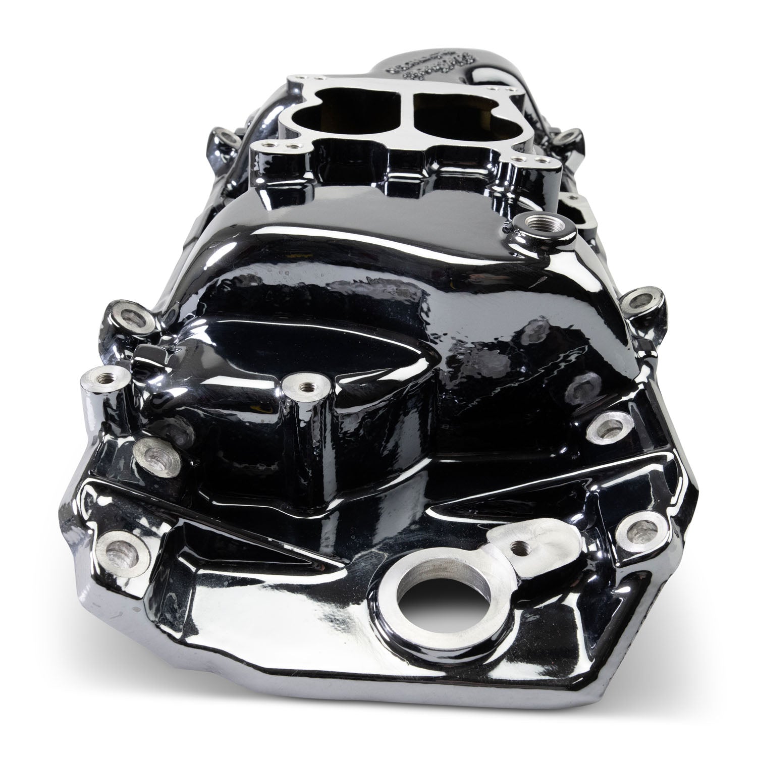 EDELBROCK Performer 2-O Manifold for 1965-90 B/B Chevy Oval Port Heads, Black Plasma