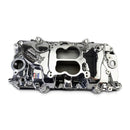 EDELBROCK Performer 2-O Manifold for 1965-90 B/B Chevy Oval Port Heads, Chrome Plasma-1