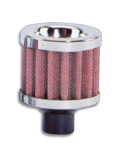 Vibrant Crankcase Breather Filter w/Chrome Cap 2 1/8in 55mm Cone ODx2 5/8in 68mm Tallx1/2in 12mm ID