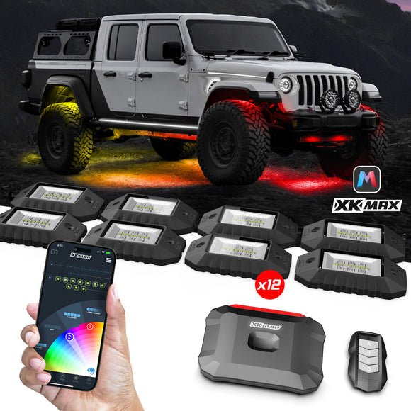 XK Glow RGBW 12pc Addressable LED Rock Light Kit