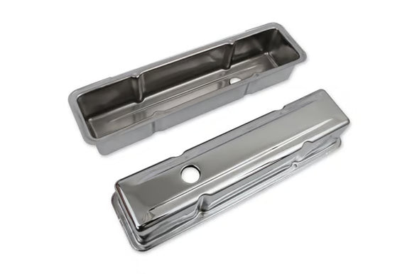Mr. Gasket Chrome Tall-Style Valve Covers without Baffle Fits 1960-1986 Chevrolet Small Block 262-400