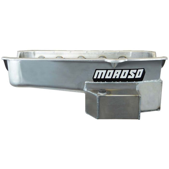 Moroso 86-Up Chevrolet Small Block (w/1 Pc Seal) Road Race Wet Sump 7qt 7.5in Steel Oil Pan - Black