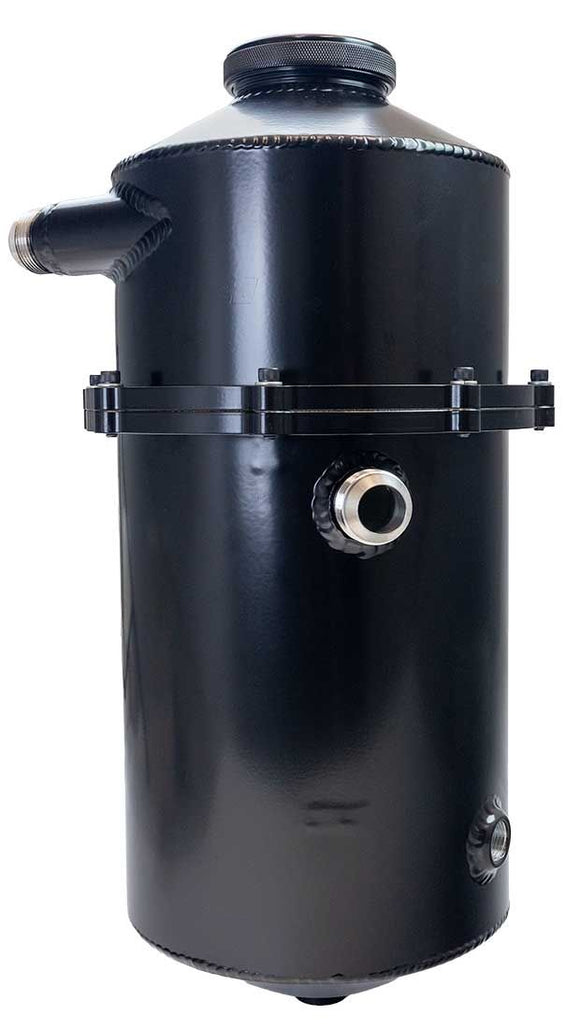DRY SUMP TANK, 2 PC 60 40 SPLIT, 19 IN TALL, 8 IN DIA, 9.25 QT, BLACK POWDER COAT