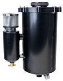 DRY SUMP TANK, 2 PC, 15 IN TALL, 7 IN DIA, WITH BREATHER TANK, 6 QT, BLACK POWDER COAT-2