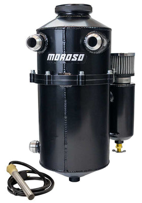 DRY SUMP TANK, 2 PC, 16.5 INCH TALL, 7 INCH DIA, WITH BREATHER TANK, DUAL INLET, BLACK POWDER COAT