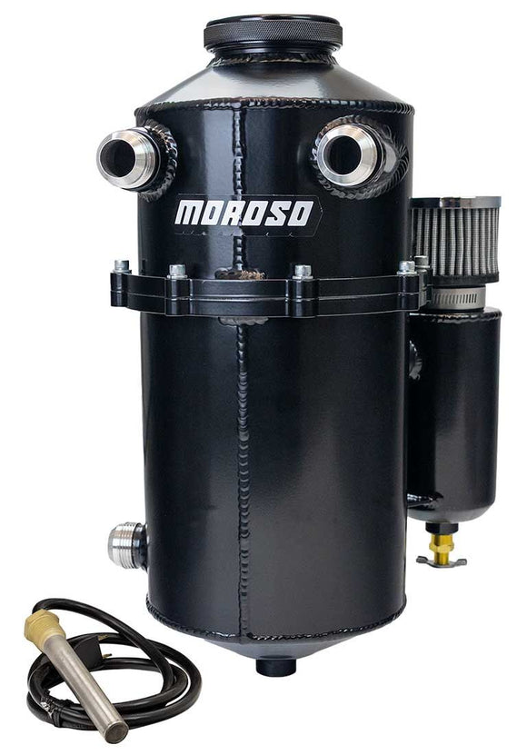 DRY SUMP TANK, 2 PC, 16.5 INCH TALL, 7 INCH DIA, WITH BREATHER TANK, DUAL INLET, BLACK POWDER COAT
