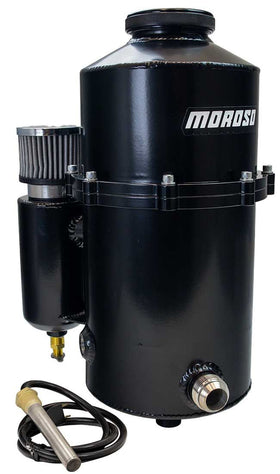 DRY SUMP TANK, 2 PC 60 40 SPLIT, 16.5 IN TALL, 7 IN DIA, WITH BREATHER TANK, DRAG RACE, BLACK POWDER COAT