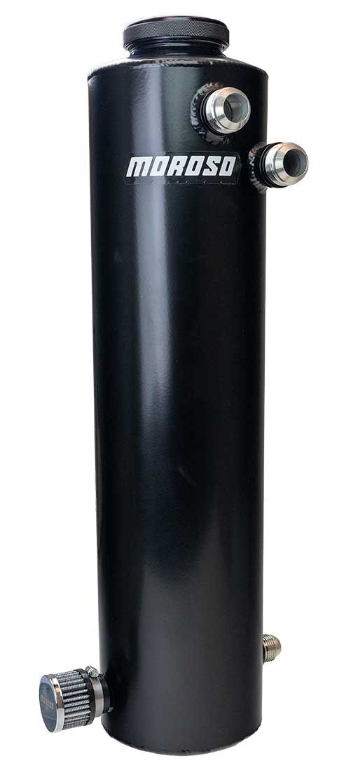 DRY SUMP TANK, SPRINT CAR, 6 INCH DIA, 24 INCH TALL, BLACK POWDER COAT