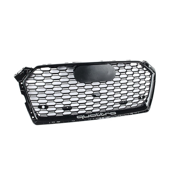 RS Style Grille - 8W A5/S5/RS5 Pre-Facelift - Black With Black Frame - Silver Quattro